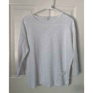 J Jill Size Medium White Linen Cotton Lightweight Sweater Oversized Minimalist